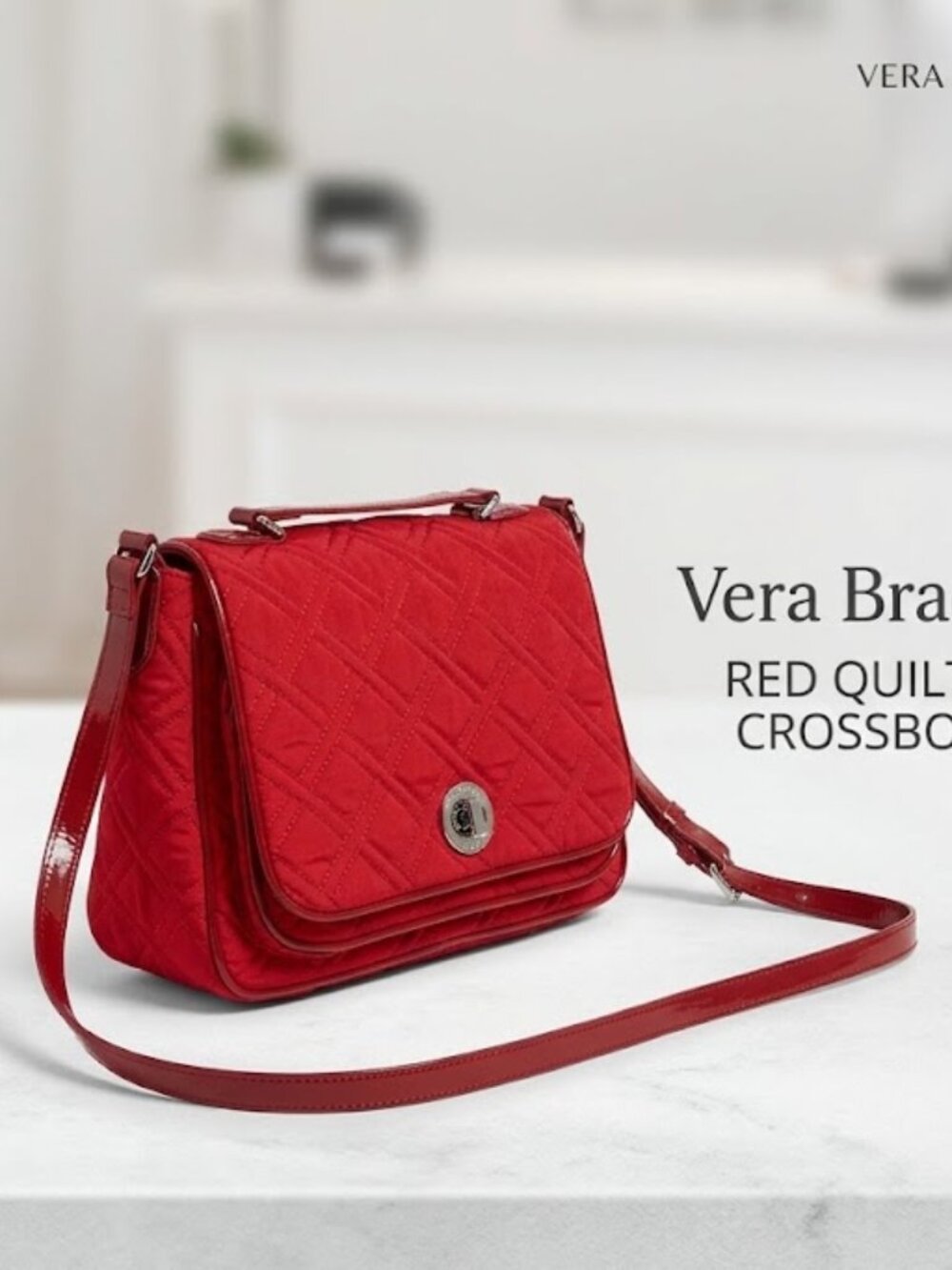 Vera Bradley Turnlock Crossbody in Tango Red | Quilted Convertible Shoulder bag